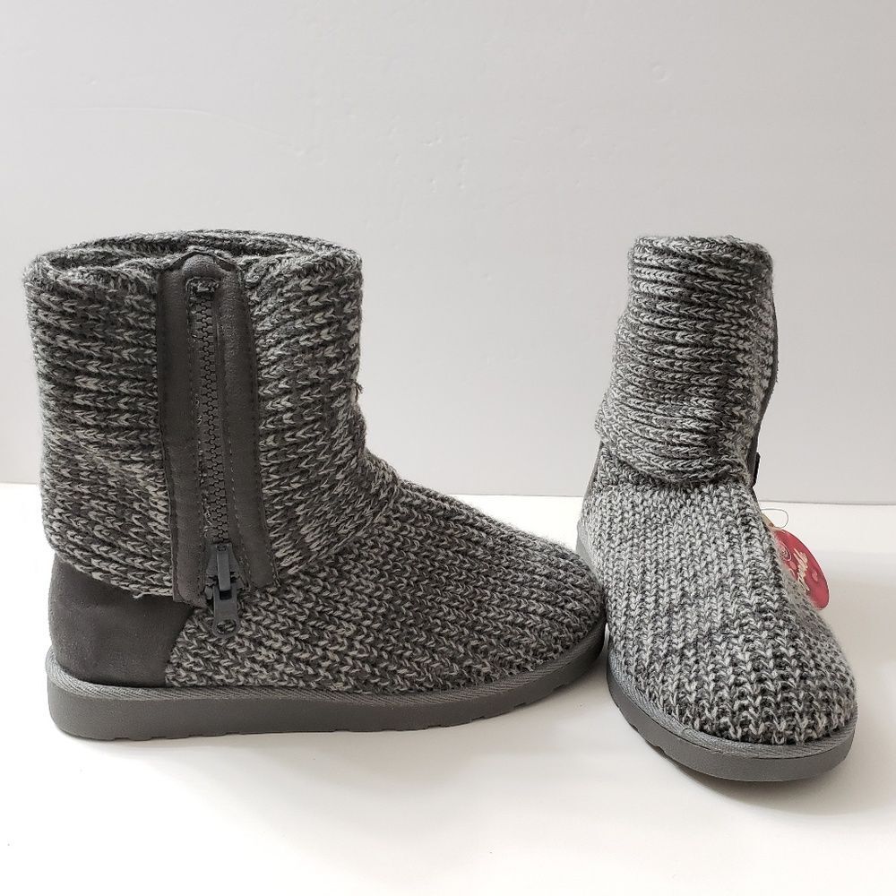 SO Gray Knit Foldover Winter Boots Two-Way Wear Women's Size 6 - New Without Box